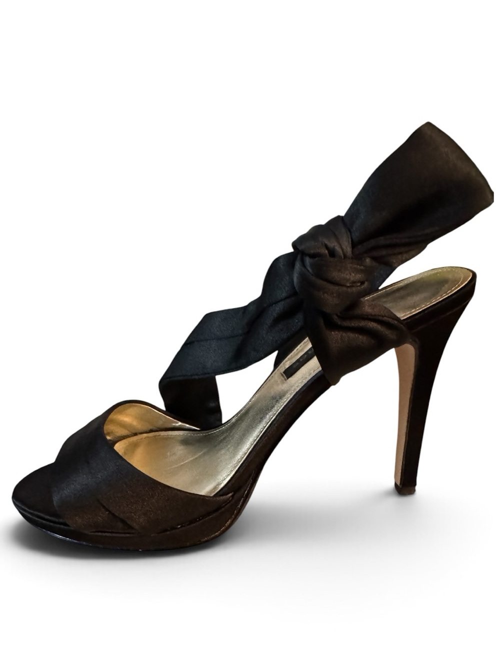 Caparros Precious Black Satin Evening Shoes - Size 8M